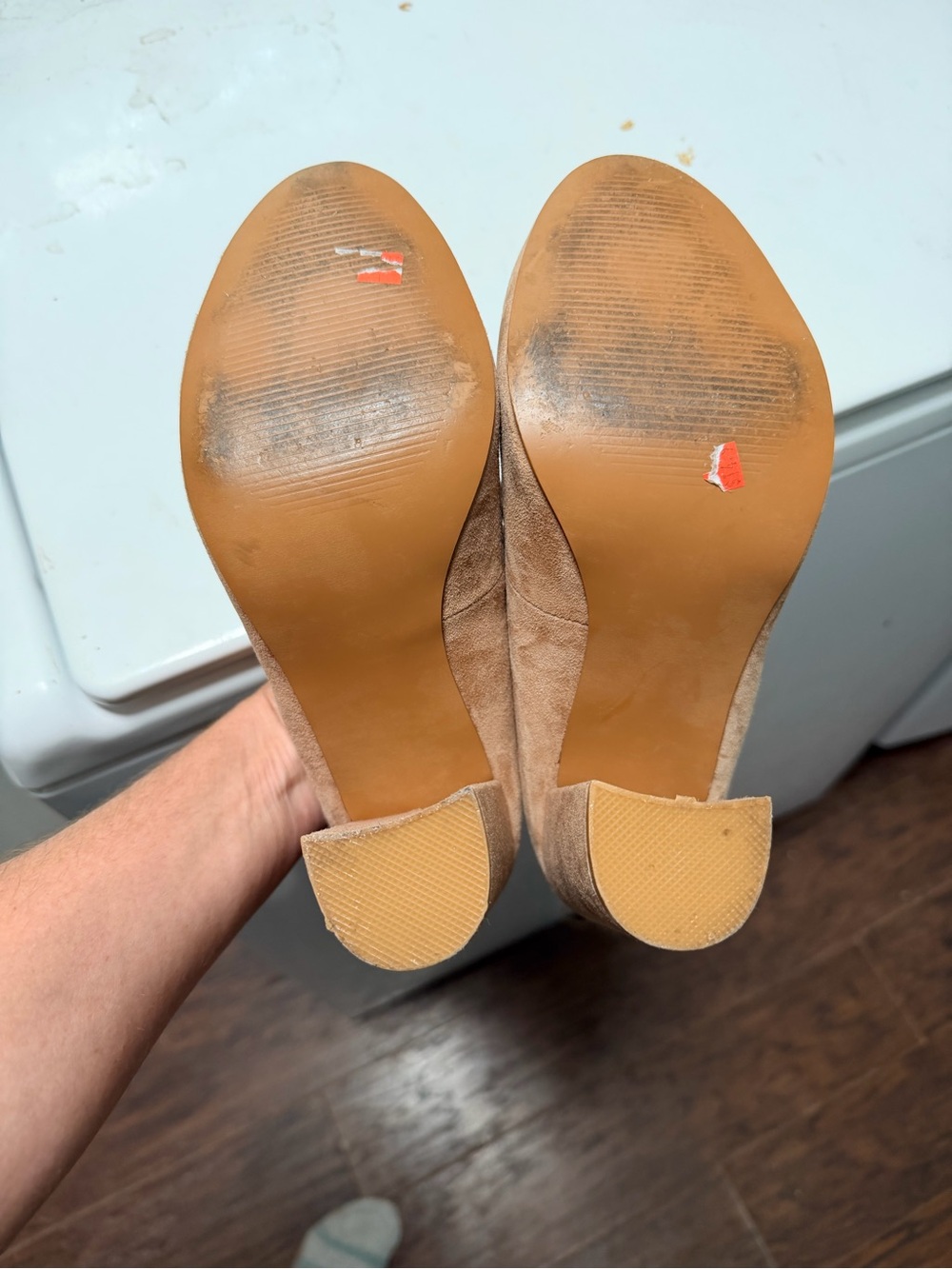 Steve Madden Beige/Tan Suede Lace-Up Block Heel Pumps - Picture 15 of 15